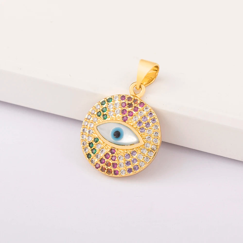 Crystal Evil Eye Charms Pendant for Women DIY Necklace Bracelet Copper Zircon Fashion Jewelry Making Supplies Accessories