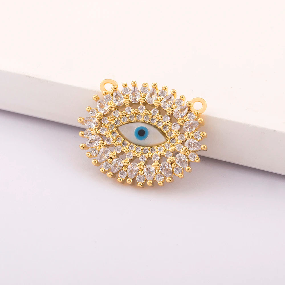 Crystal Evil Eye Charms Pendant for Women DIY Necklace Bracelet Copper Zircon Fashion Jewelry Making Supplies Accessories