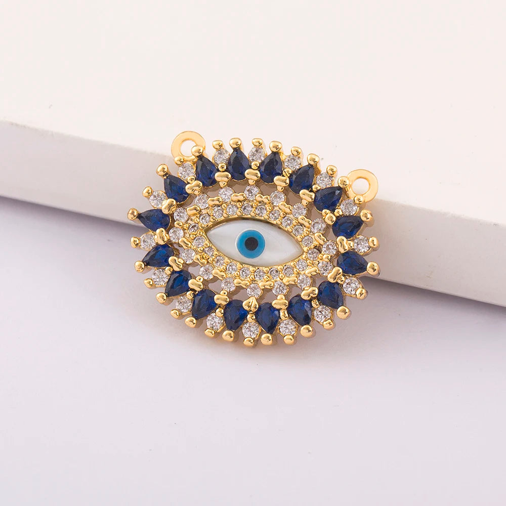 Crystal Evil Eye Charms Pendant for Women DIY Necklace Bracelet Copper Zircon Fashion Jewelry Making Supplies Accessories