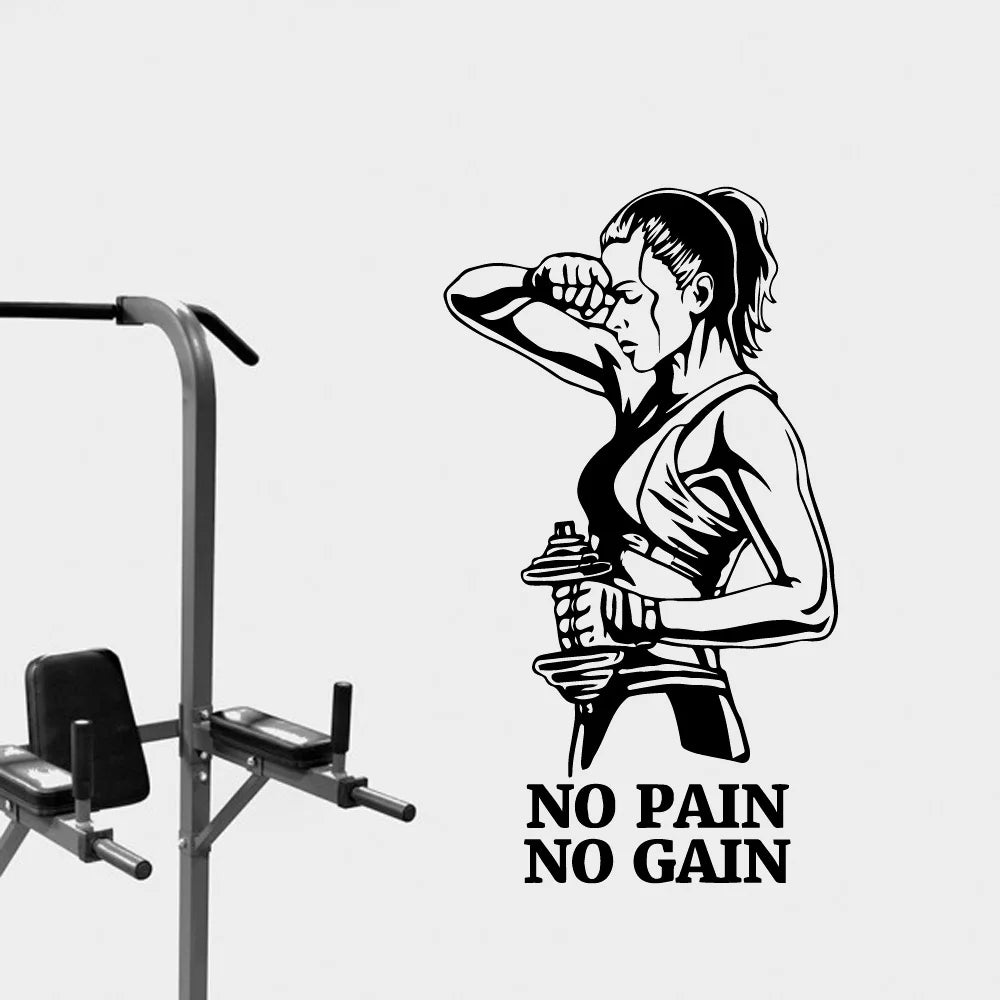 Hot no pain no gain Phrase Gym Vinyl Wallpaper Sticker For Gym Decoration Wall Decal Sport Wall stickers decoração ginásio