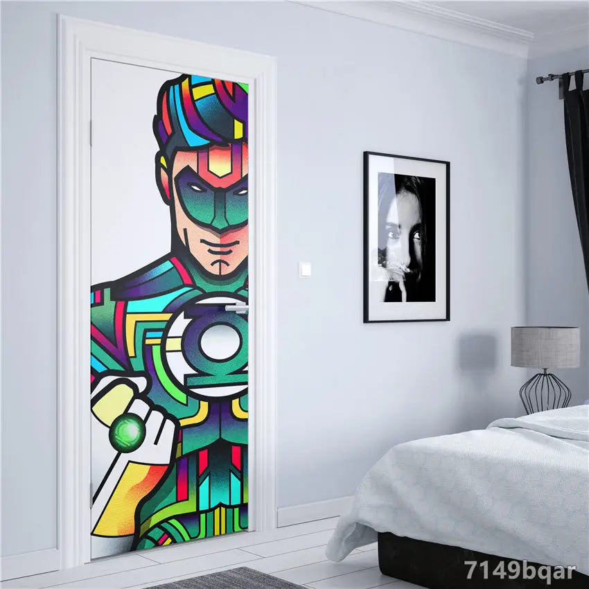 Doors Decoration HD Marvel The Avengers Self-adhesive Waterproof Door Sticker Posters abstract Wall Stickers Kids Room Decorate