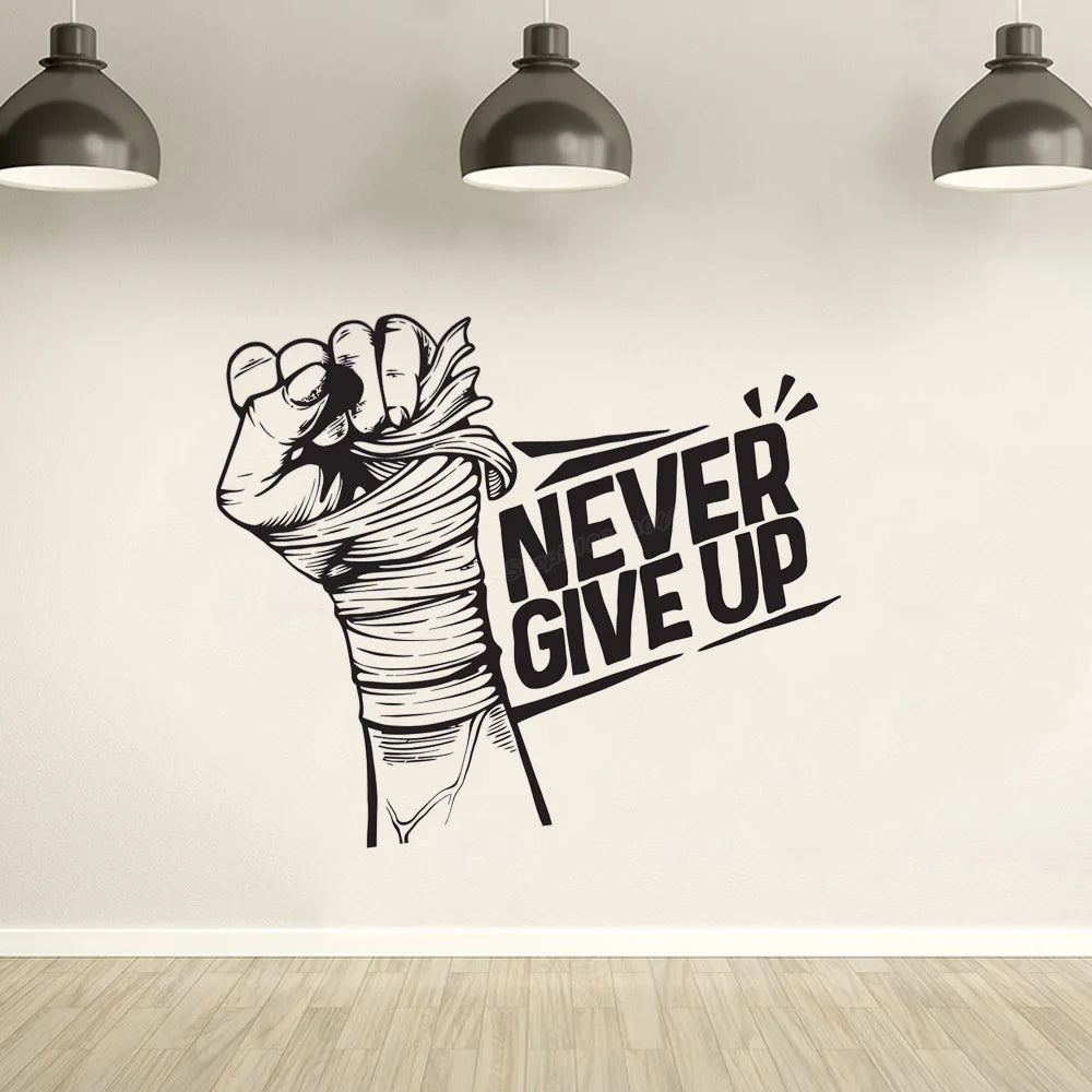 Never Give Up Motivational wall decal Gym wall Decor vinyl never give up quotes Phrase sport Gym training Wall Sticker