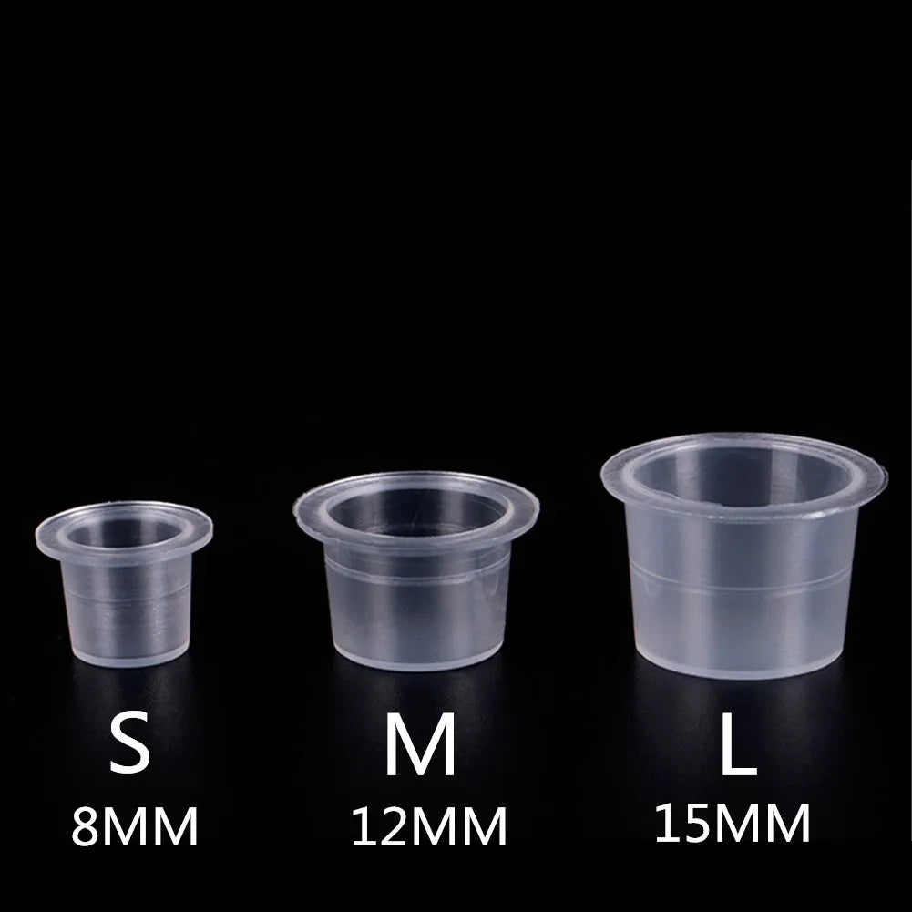 100pc S/M/L Plastic Disposable Microblading Tattoo Ink Cups Permanent Makeup Pigment Clear Holder Container Cap Tattoo Accessory