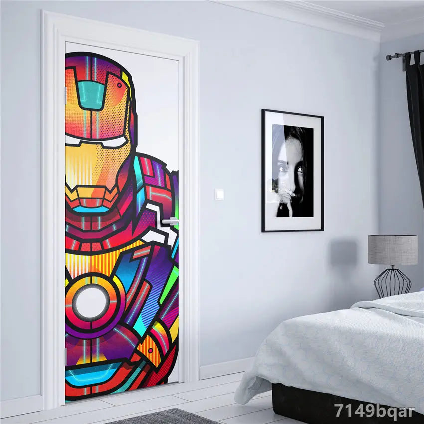 Doors Decoration HD Marvel The Avengers Self-adhesive Waterproof Door Sticker Posters abstract Wall Stickers Kids Room Decorate