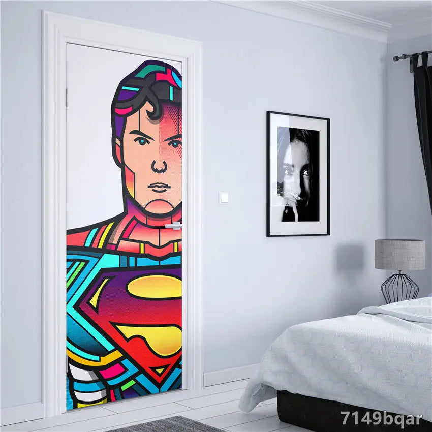 Doors Decoration HD Marvel The Avengers Self-adhesive Waterproof Door Sticker Posters abstract Wall Stickers Kids Room Decorate