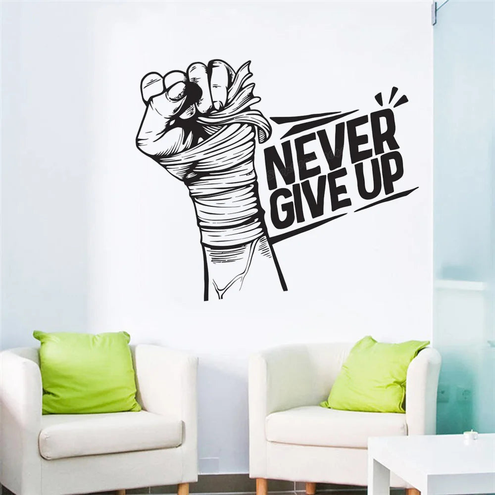 Never Give Up Motivational wall decal Gym wall Decor vinyl never give up quotes Phrase sport Gym training Wall Sticker