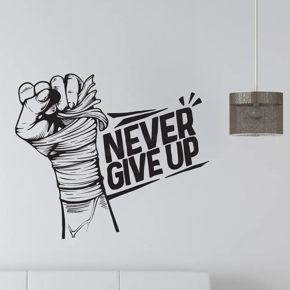 Never Give Up Motivational wall decal Gym wall Decor vinyl never give up quotes Phrase sport Gym training Wall Sticker