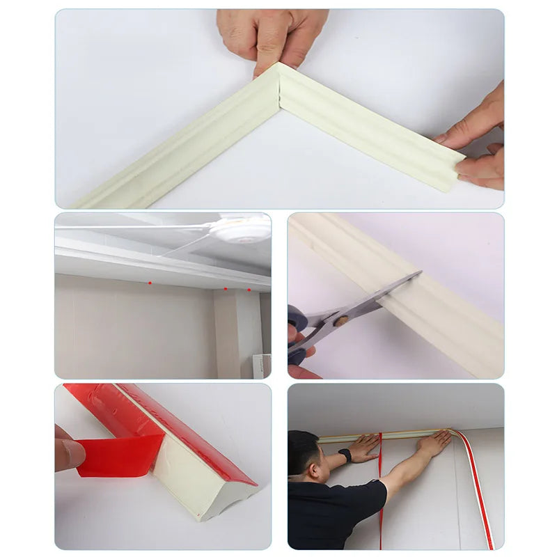 Ceiling Decoration Strip Wall Sticker Waterproof Antifouling Nbr Self-Adhesive Top Corner Line Floor Stitching Ceiling Baseboard