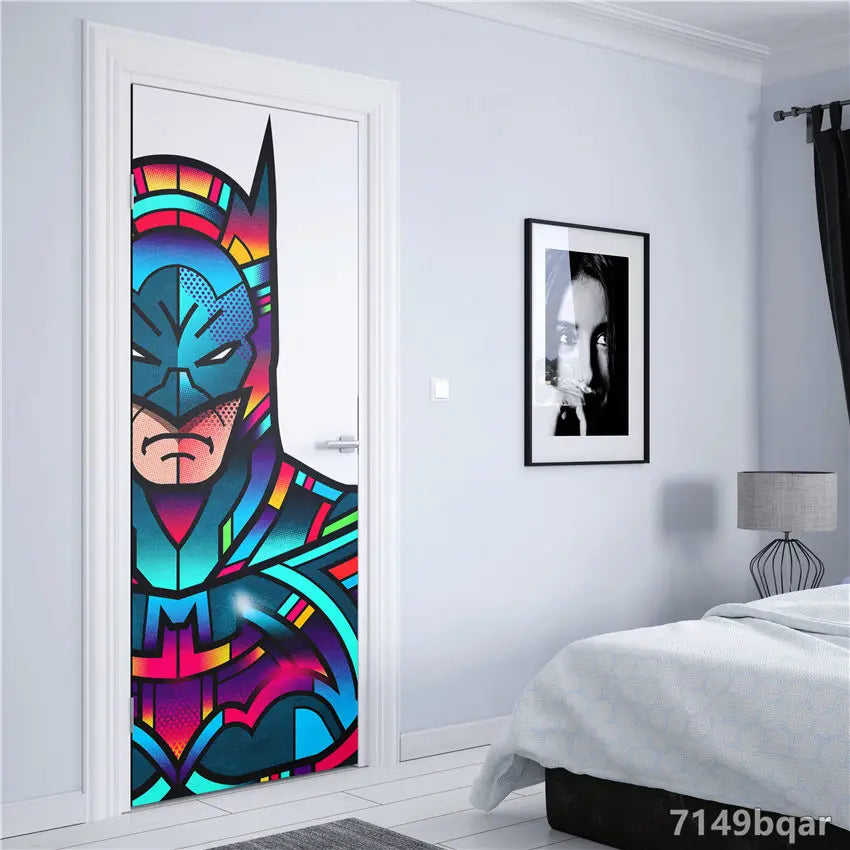 Doors Decoration HD Marvel The Avengers Self-adhesive Waterproof Door Sticker Posters abstract Wall Stickers Kids Room Decorate