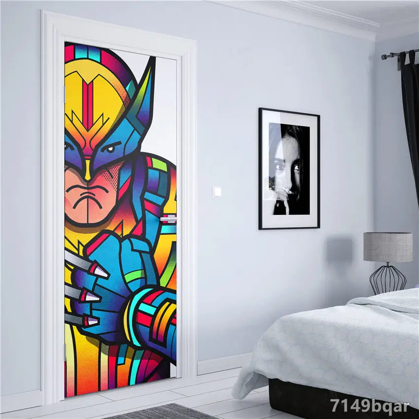 Doors Decoration HD Marvel The Avengers Self-adhesive Waterproof Door Sticker Posters abstract Wall Stickers Kids Room Decorate