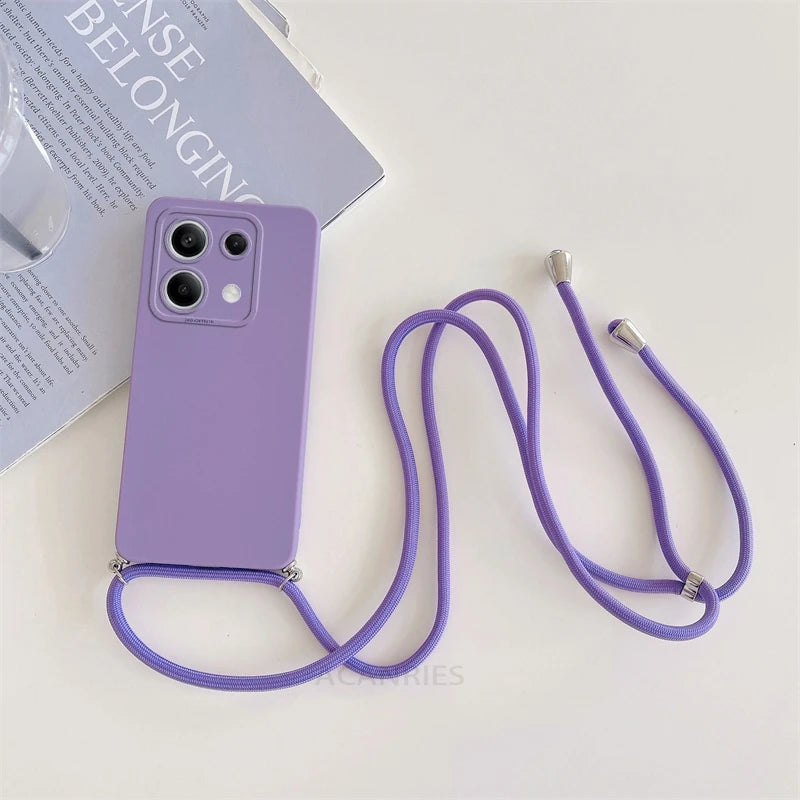 Note13 13pro Poco X6 M6 Pro Crossbody Lanyard Case For Xiaomi Redmi Note 13 Pro Plus 4g 5g Cord Silicone Back Cover M X 6 X6pro