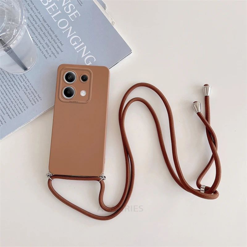 Note13 13pro Poco X6 M6 Pro Crossbody Lanyard Case For Xiaomi Redmi Note 13 Pro Plus 4g 5g Cord Silicone Back Cover M X 6 X6pro