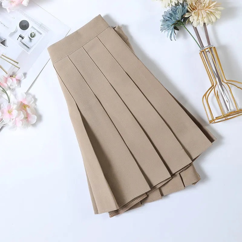 Women's Skirt With Shorts Spring Korea Style Clothes Brown A Line High Waist Y2k Mini saias Summer Black Pleated Skirt For Girls