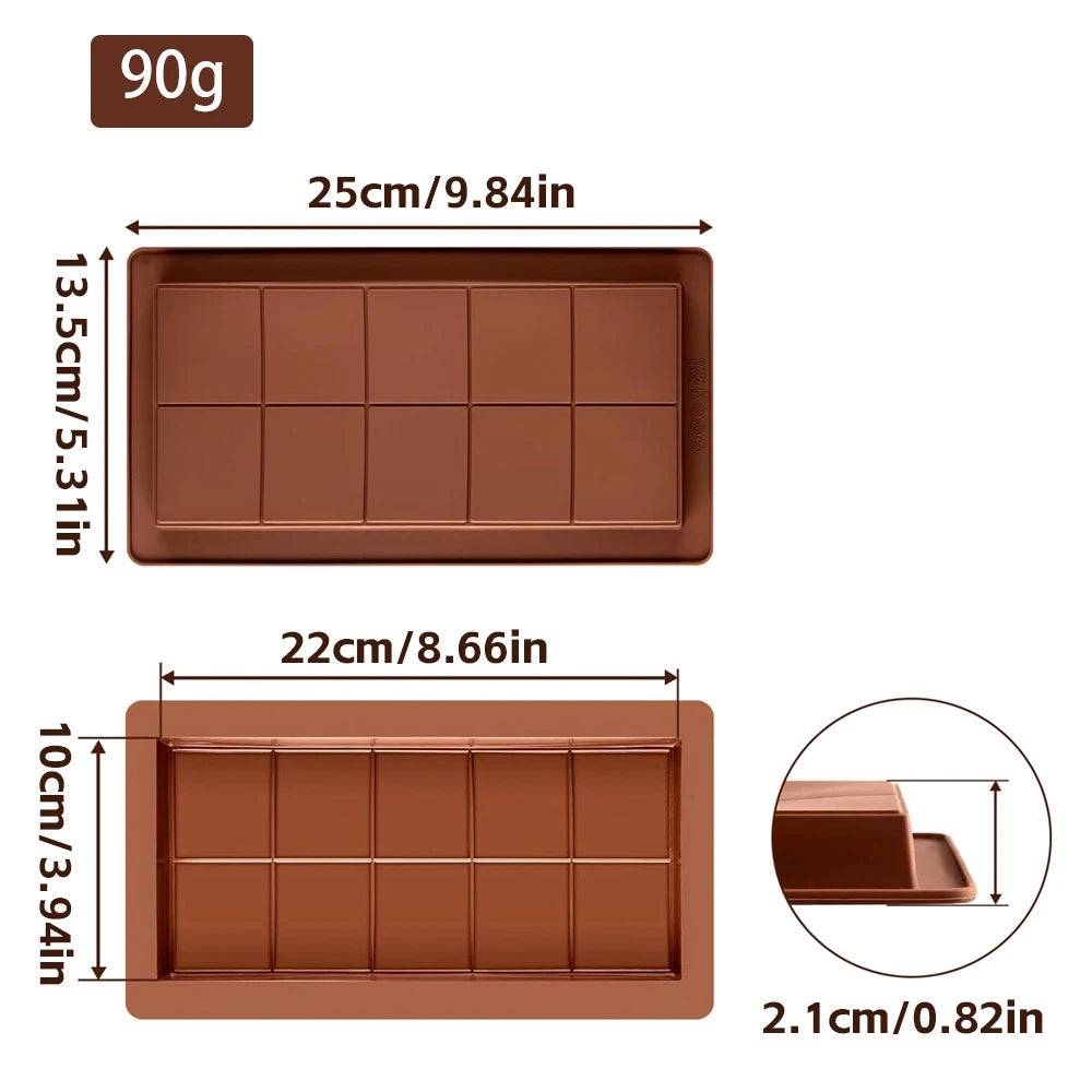 Silicone Chocolate Bar Mold  Rectangle Durable Non-Stick Mold for Stuffed Bar Food Grade Multipurpose Mold Large Candy Molds