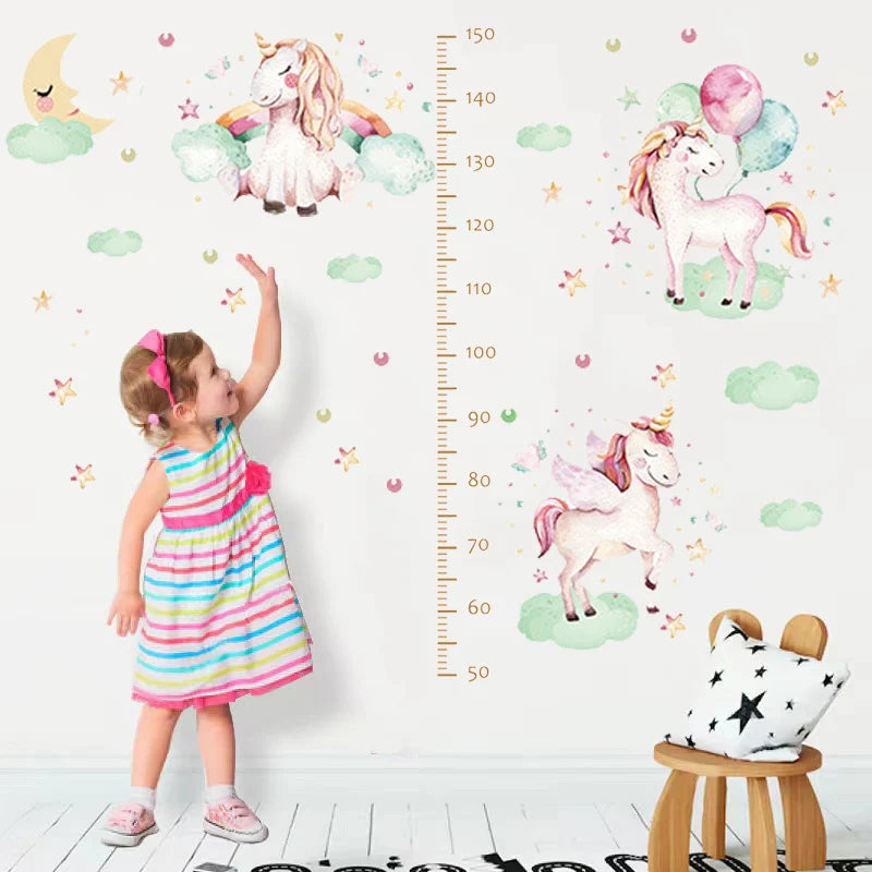 Cute Bear Height Measure Wall Sticker for Kids Rooms Children Boys Girls Baby Room Decoration Growth Chart Meter Wallpaper