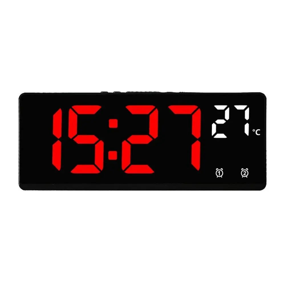 Digital Alarm Clock LED Mirror with Phone Holder Display Temperature Date Home Trip Bedside Clock