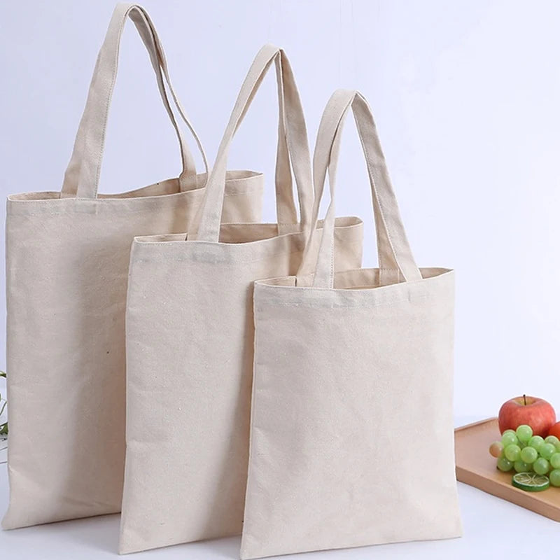 Casual Canvas Bag Large Capacity Shoulder Bags Shopper Fashion EcoTote Cotton Cloth Reusable DIY Linen Handbags for Women Man