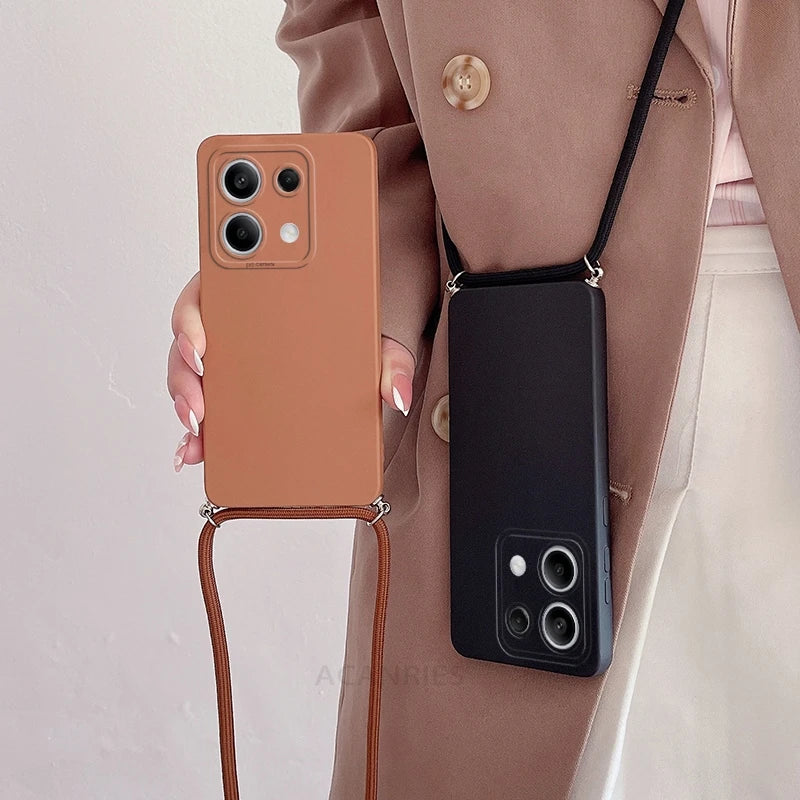 Note13 13pro Poco X6 M6 Pro Crossbody Lanyard Case For Xiaomi Redmi Note 13 Pro Plus 4g 5g Cord Silicone Back Cover M X 6 X6pro