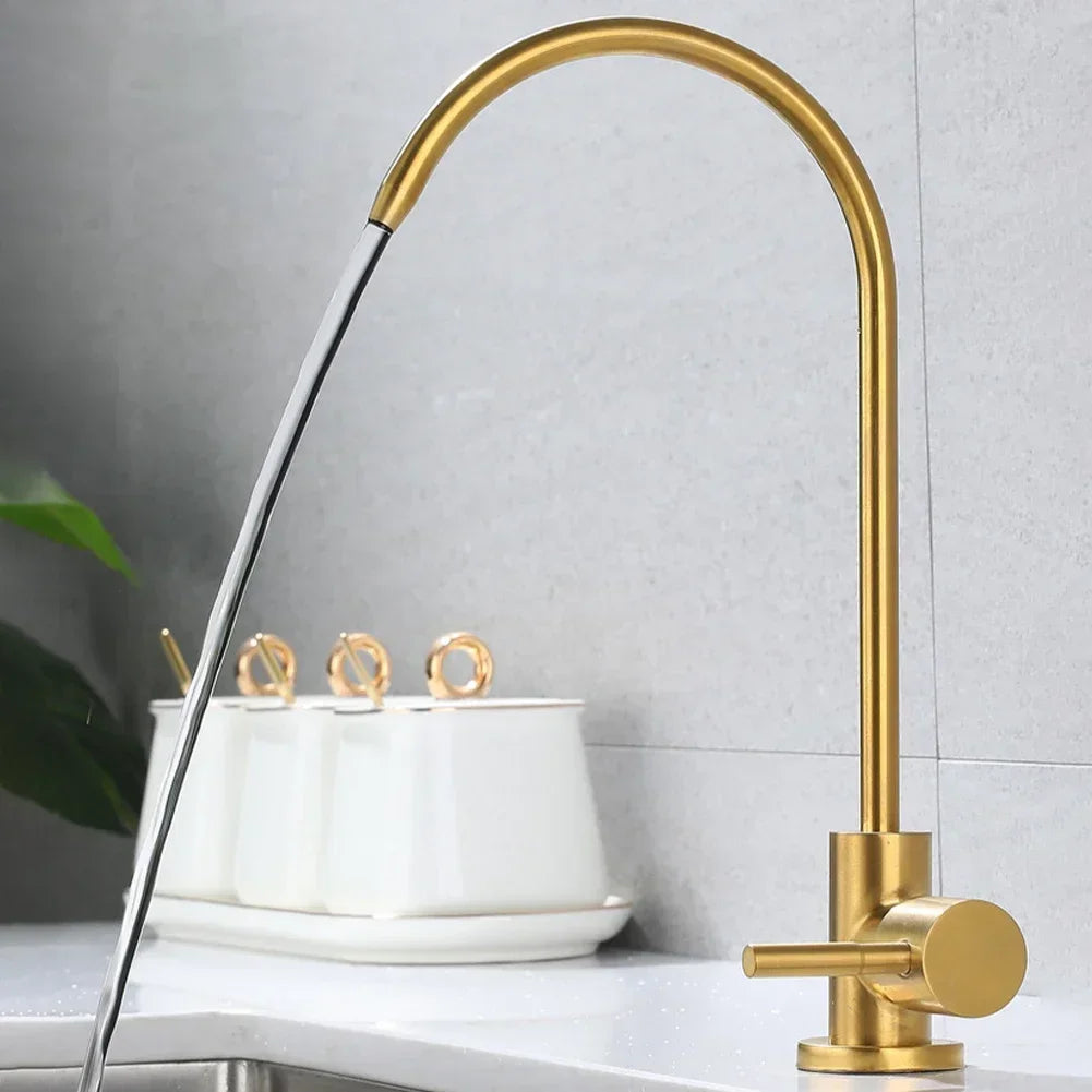 Kitchen Filtered Faucet Stainless Steel Direct Purifier Direct Drinking Tap Single Cold Water Sink Faucet Gold Water Faucet