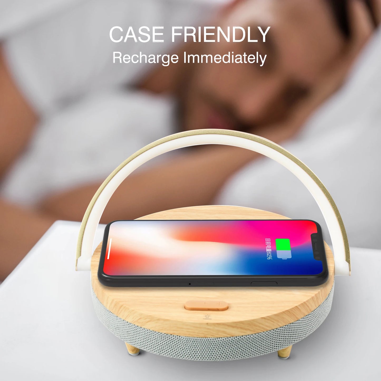 S21 Pro Wood Wireless Chargers LED Lamp Bluetooth Speaker  15W High Power Fast Charging for IPhone 14 Easy Touch Wireless Charge