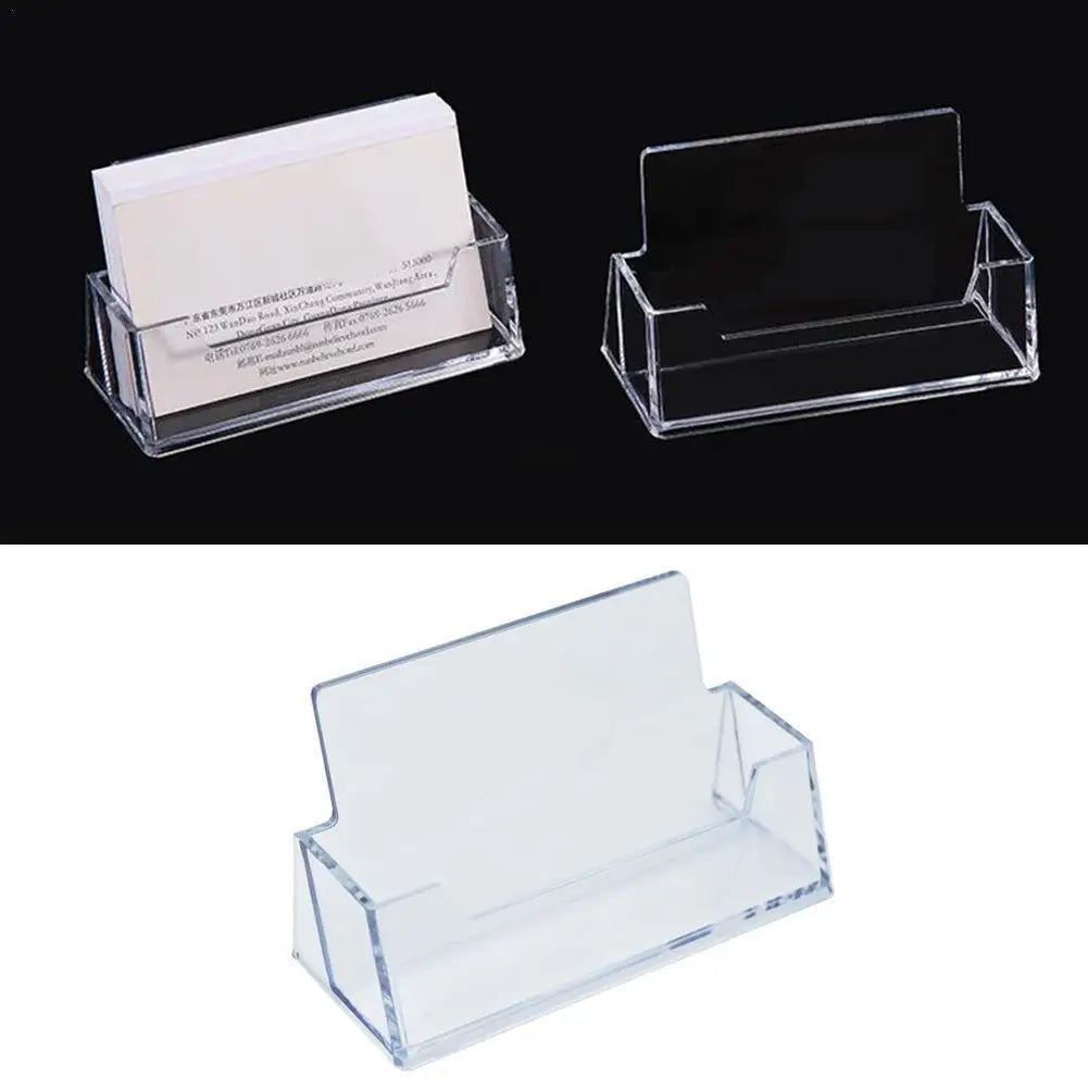 New 1 Pcs Clear Desk Shelf Box Storage Display Stand Acrylic Plastic Transparent Desktop Business Card Holder Place Card Holder