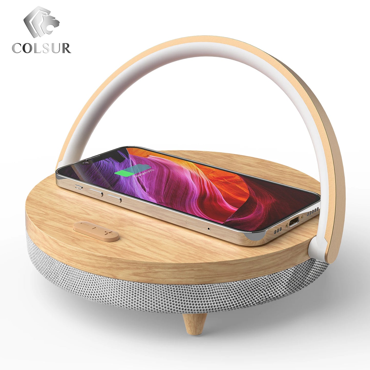 S21 Pro Wood Wireless Chargers LED Lamp Bluetooth Speaker  15W High Power Fast Charging for IPhone 14 Easy Touch Wireless Charge