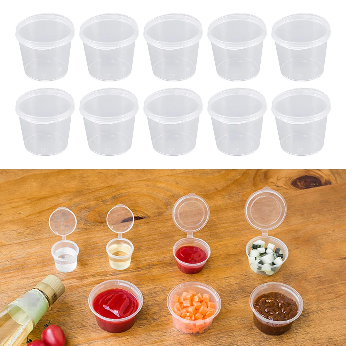 50PCS 25ml Disposable Plastic Portion Cups Clear Portion Container with Lids for Jelly Yogurt Mousses Sauce