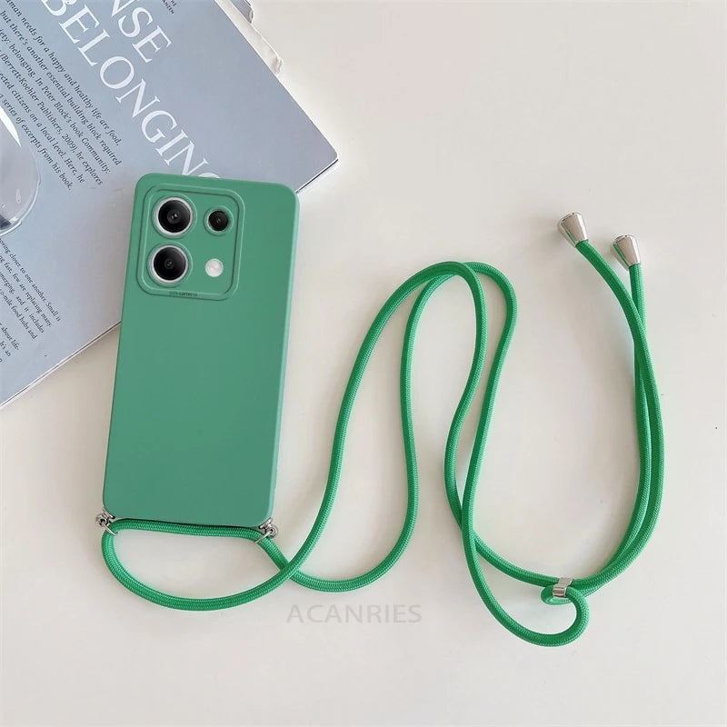 Note13 13pro Poco X6 M6 Pro Crossbody Lanyard Case For Xiaomi Redmi Note 13 Pro Plus 4g 5g Cord Silicone Back Cover M X 6 X6pro