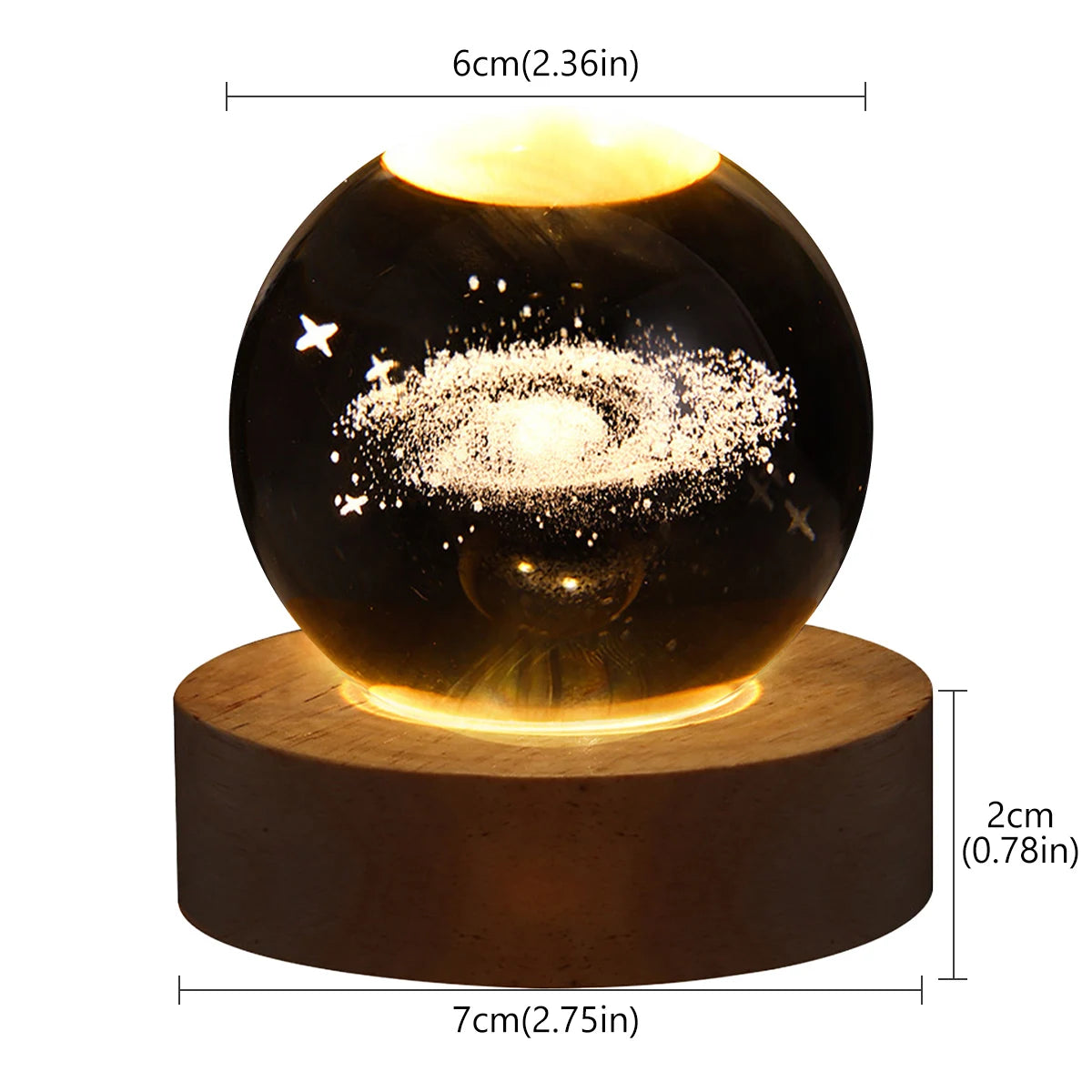 Crystal Ball LED Night Light Galaxy 3D Planet Moon Lamp Bedroom Home Decor for Kids Party Children Birthday Christmas Gifts