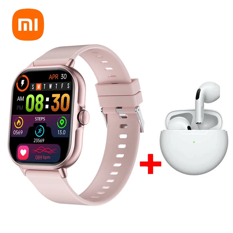 Xiaomi Smart Watch 2025 Android Gift Bluetooth Call Smartwatch 2024 Touch Dial Music Fitness Tracker Sports Watches + Earphone