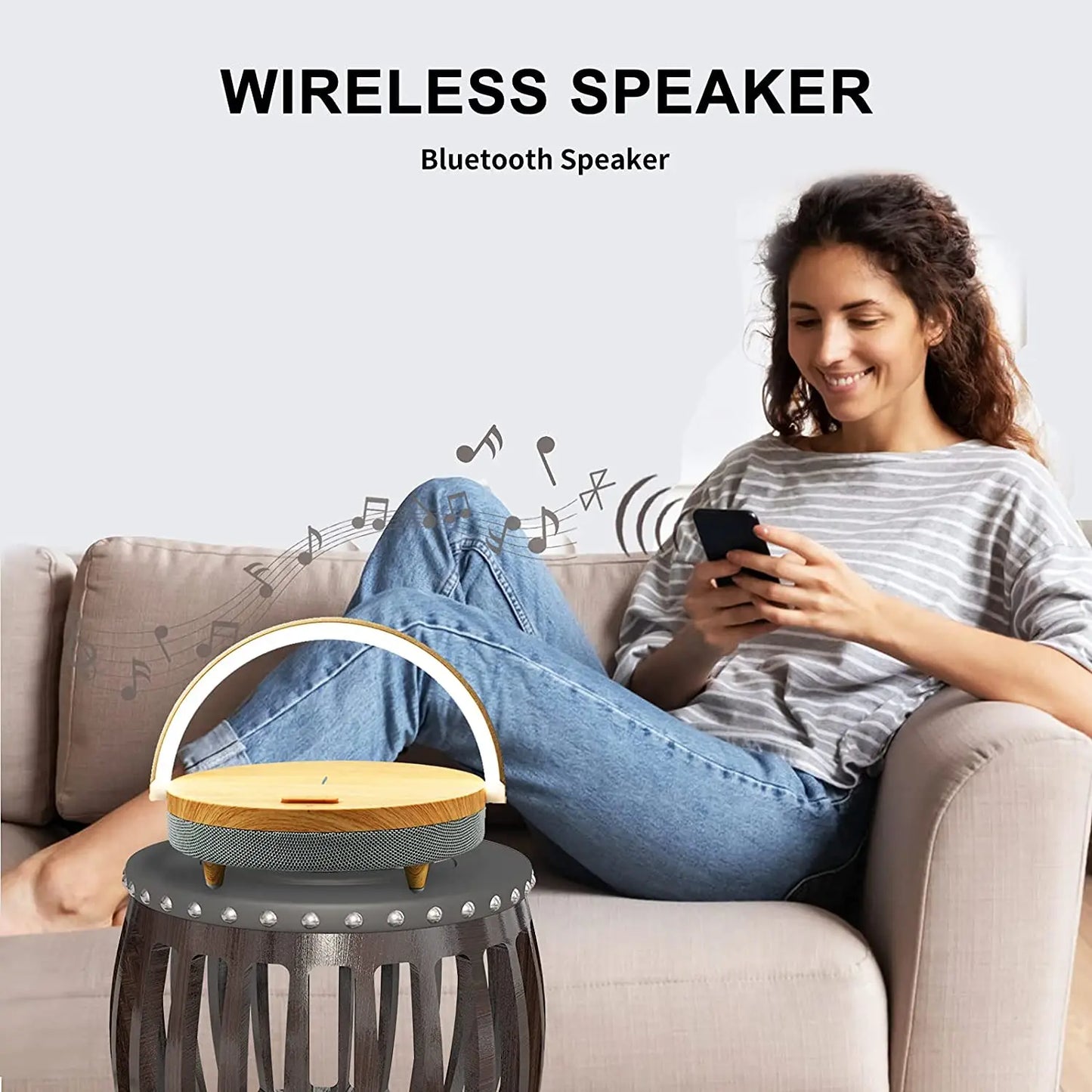 S21 Pro Wood Wireless Chargers LED Lamp Bluetooth Speaker  15W High Power Fast Charging for IPhone 14 Easy Touch Wireless Charge