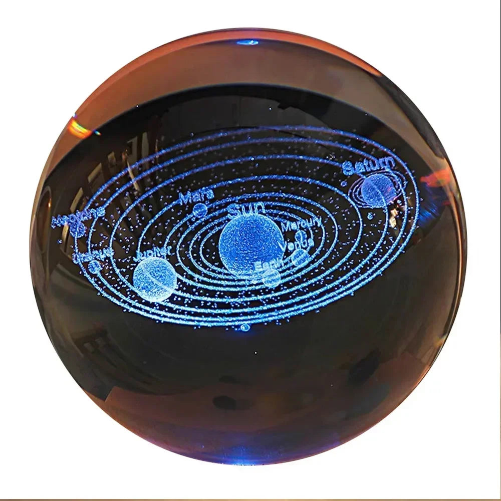 3D Crystal Lights Lamp Glowing Planetary Galaxy Night Light Crystal Ball Night Lights Bedside Light Home Decor Christmas Gift