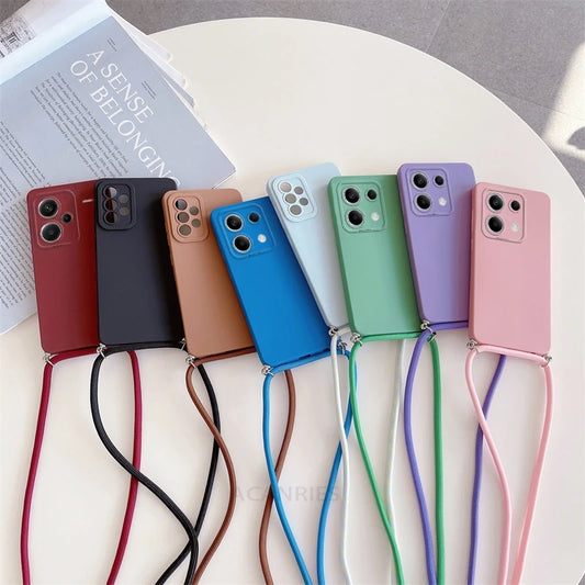 Note13 13pro Poco X6 M6 Pro Crossbody Lanyard Case For Xiaomi Redmi Note 13 Pro Plus 4g 5g Cord Silicone Back Cover M X 6 X6pro