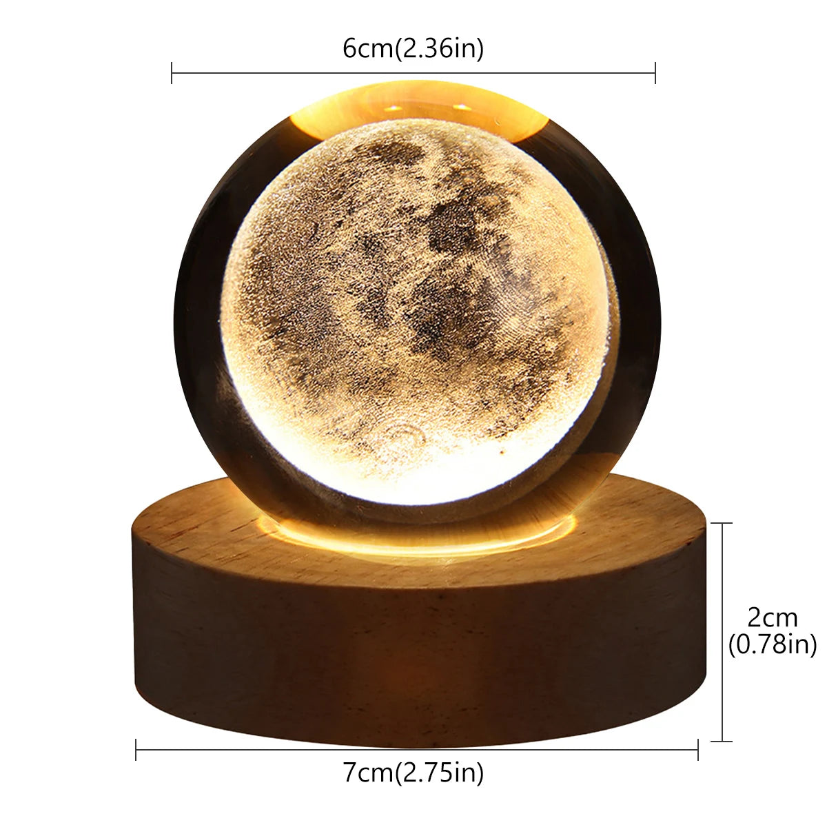 Crystal Ball LED Night Light Galaxy 3D Planet Moon Lamp Bedroom Home Decor for Kids Party Children Birthday Christmas Gifts