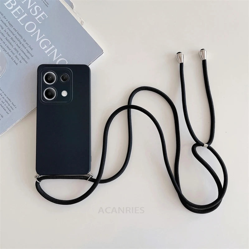 Note13 13pro Poco X6 M6 Pro Crossbody Lanyard Case For Xiaomi Redmi Note 13 Pro Plus 4g 5g Cord Silicone Back Cover M X 6 X6pro