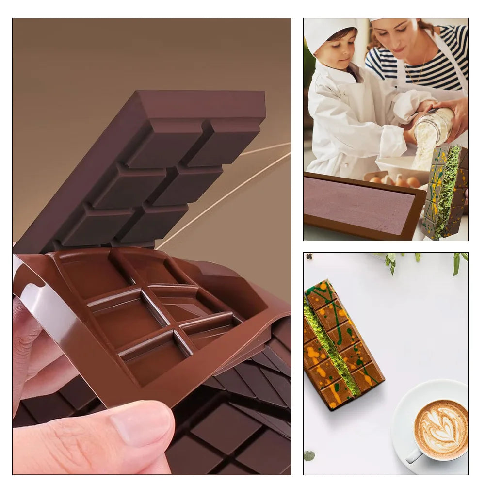 Silicone Chocolate Bar Mold  Rectangle Durable Non-Stick Mold for Stuffed Bar Food Grade Multipurpose Mold Large Candy Molds