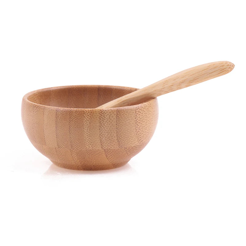 Natural Eco-Friendly Bamboo Wooden Bowl & Spoon Sets Facial Mask Diy Tool Kit Women's Skin Care Supplies