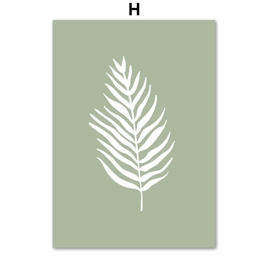 Sage Green Leaf Geometry Line Canvas Painting Matisse Abstract Boho Wall Art Poster And Prints For Living Room Home Wall Decor