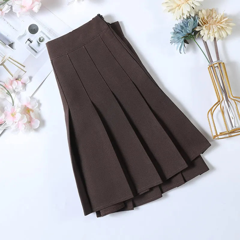 Women's Skirt With Shorts Spring Korea Style Clothes Brown A Line High Waist Y2k Mini saias Summer Black Pleated Skirt For Girls