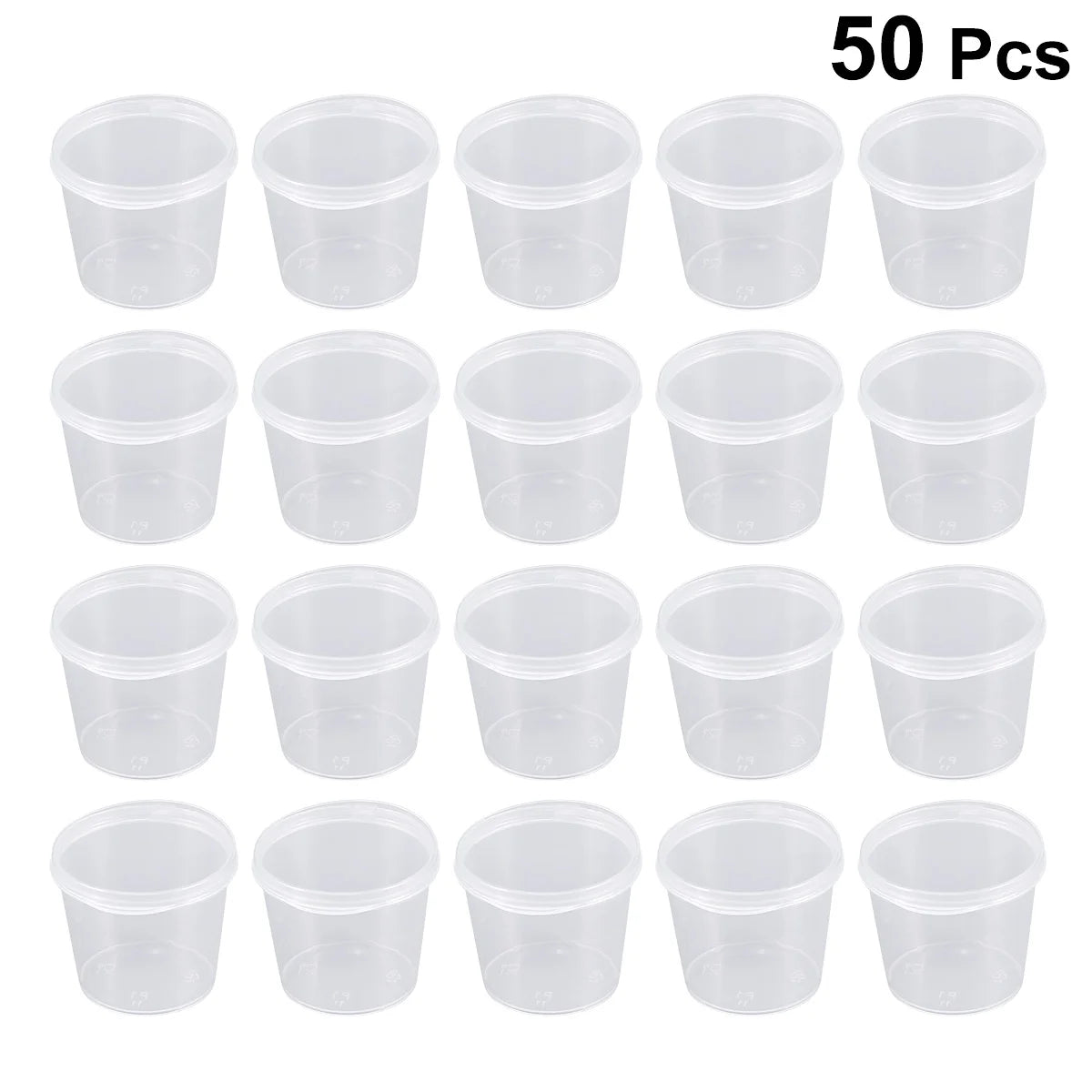 50PCS 25ml Disposable Plastic Portion Cups Clear Portion Container with Lids for Jelly Yogurt Mousses Sauce