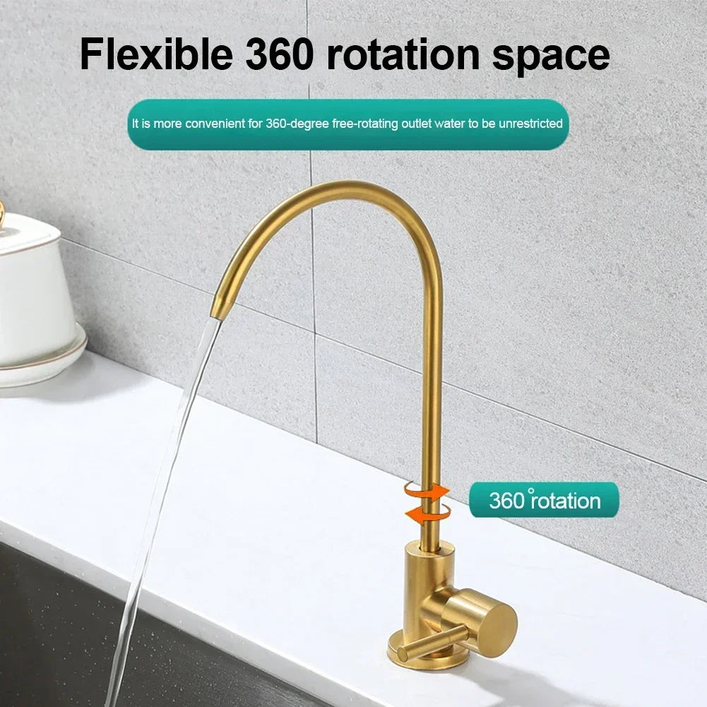 Kitchen Filtered Faucet Stainless Steel Direct Purifier Direct Drinking Tap Single Cold Water Sink Faucet Gold Water Faucet