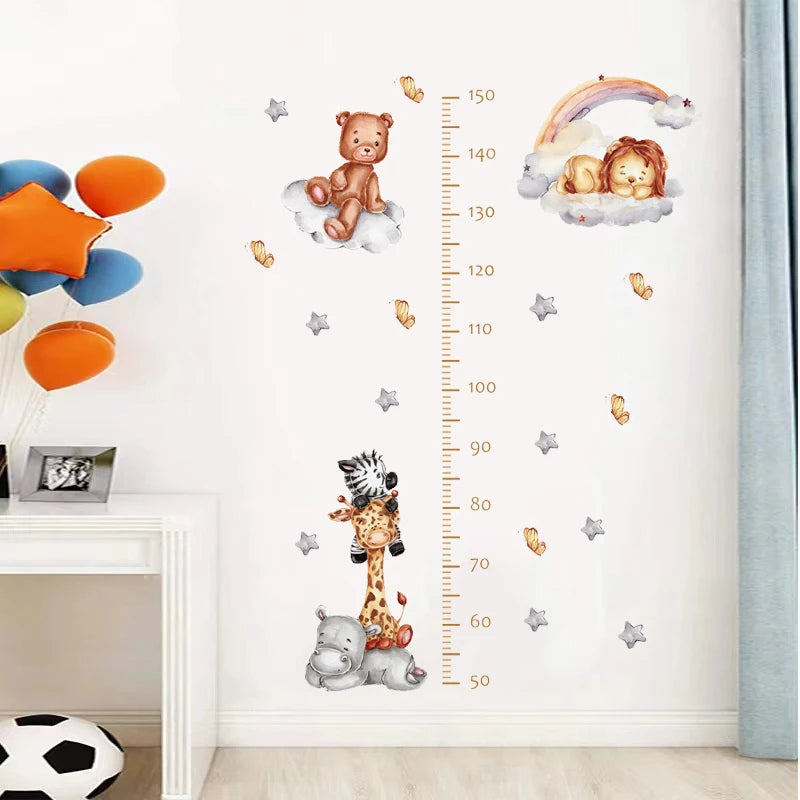 Cute Bear Height Measure Wall Sticker for Kids Rooms Children Boys Girls Baby Room Decoration Growth Chart Meter Wallpaper