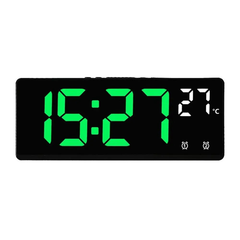 Digital Alarm Clock LED Mirror with Phone Holder Display Temperature Date Home Trip Bedside Clock