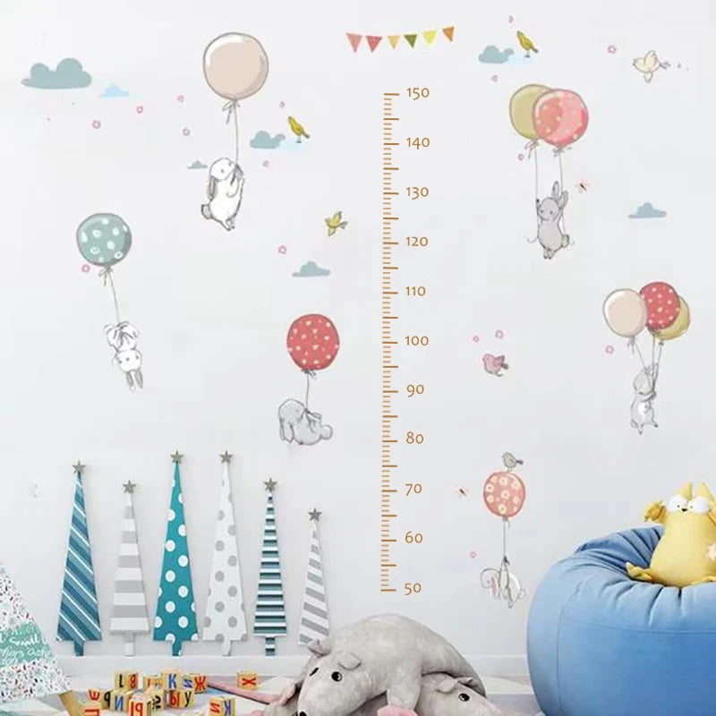 Cute Bear Height Measure Wall Sticker for Kids Rooms Children Boys Girls Baby Room Decoration Growth Chart Meter Wallpaper