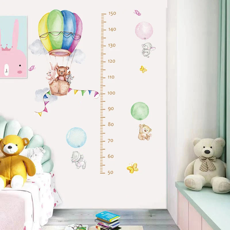 Cute Bear Height Measure Wall Sticker for Kids Rooms Children Boys Girls Baby Room Decoration Growth Chart Meter Wallpaper