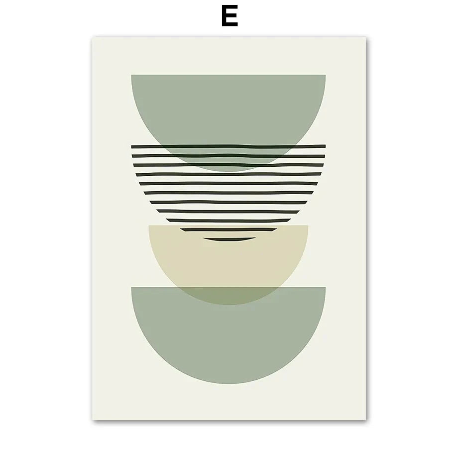 Sage Green Leaf Geometry Line Canvas Painting Matisse Abstract Boho Wall Art Poster And Prints For Living Room Home Wall Decor