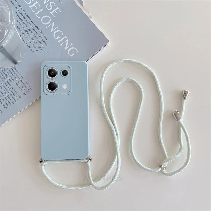 Note13 13pro Poco X6 M6 Pro Crossbody Lanyard Case For Xiaomi Redmi Note 13 Pro Plus 4g 5g Cord Silicone Back Cover M X 6 X6pro