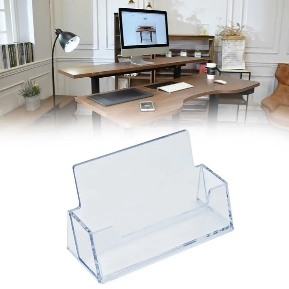 New 1 Pcs Clear Desk Shelf Box Storage Display Stand Acrylic Plastic Transparent Desktop Business Card Holder Place Card Holder