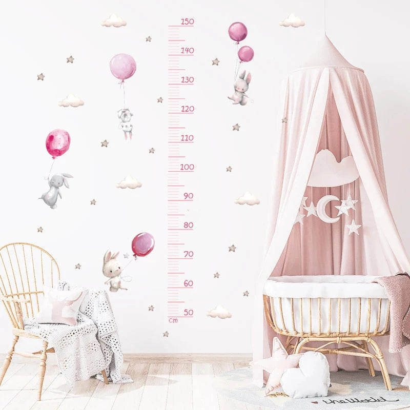 Cute Bear Height Measure Wall Sticker for Kids Rooms Children Boys Girls Baby Room Decoration Growth Chart Meter Wallpaper