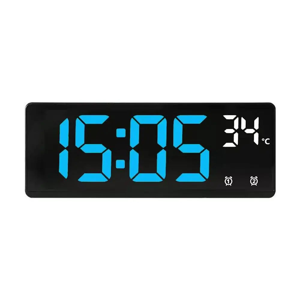 Digital Alarm Clock LED Mirror with Phone Holder Display Temperature Date Home Trip Bedside Clock